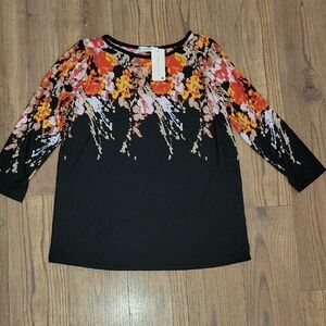 Jon & Anna Black and Orange Floral Long Sleeve Top